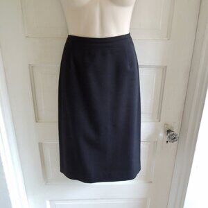 Vintage Galleria Sport Black 100% Wool Academia Pencil Skirt 8 Fits S